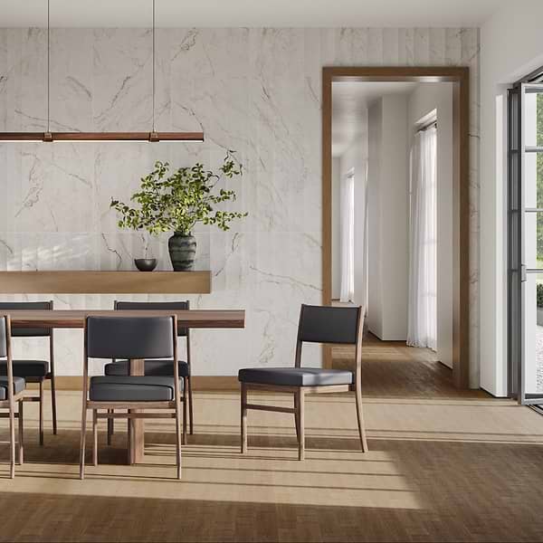 Lumar Waves Apuano Oro White 24x48 3D Marble Look Matte Porcelain Tile