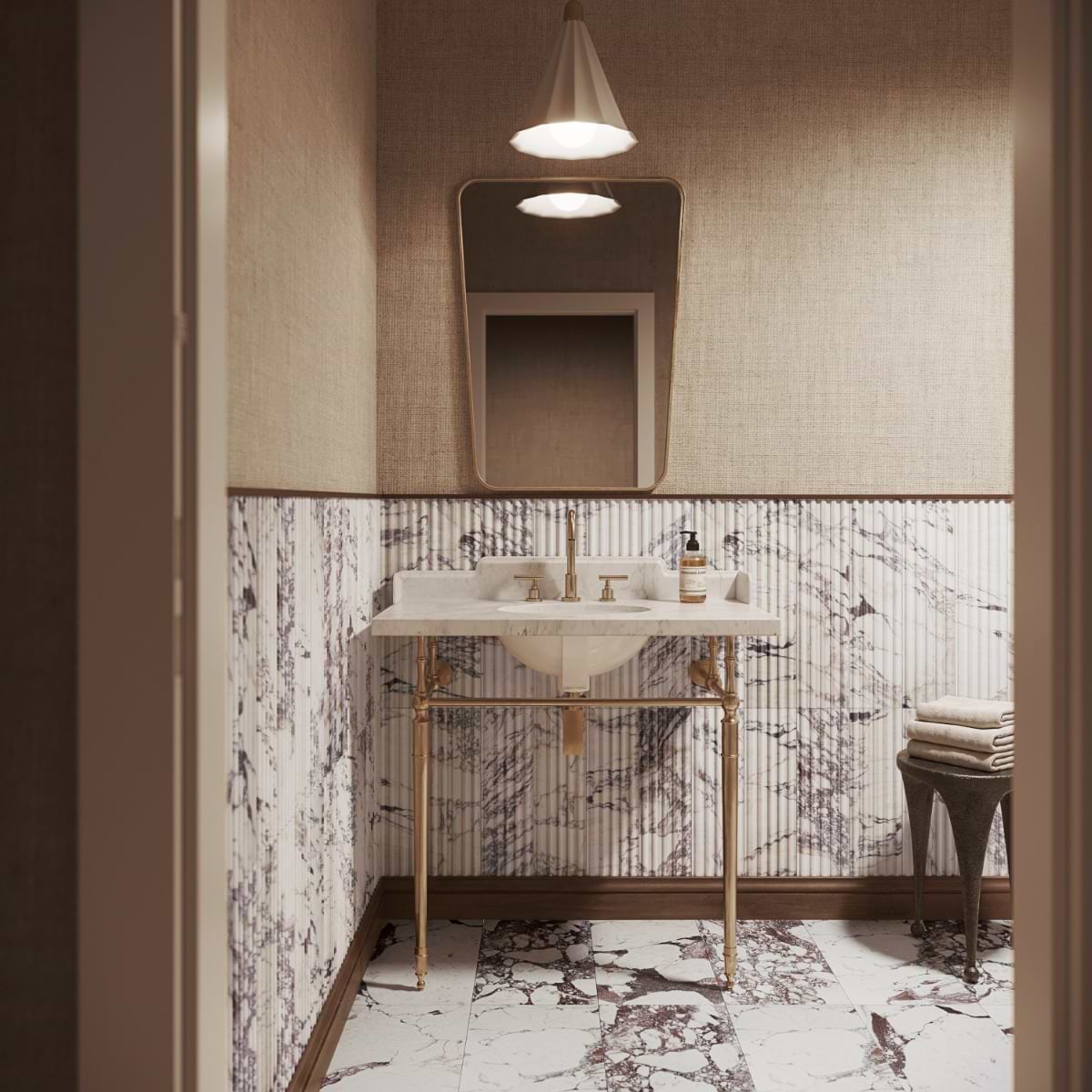 Calacatta Viola Premium Fluted 6x24 3D Dimensional Honed Marble Tile ...