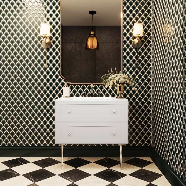 Fortunato Marfil Beige and Nero Marquina 12x12 Matte Porcelain Checkerboard Tile