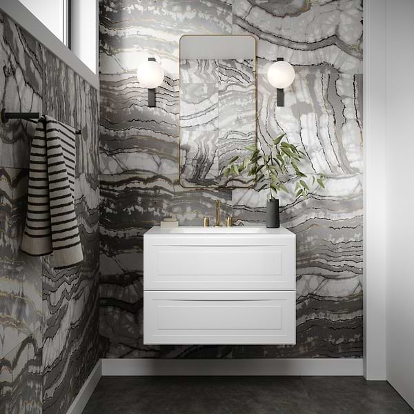 Alma White 30" Vanity with Integrated White Solid Surface Top