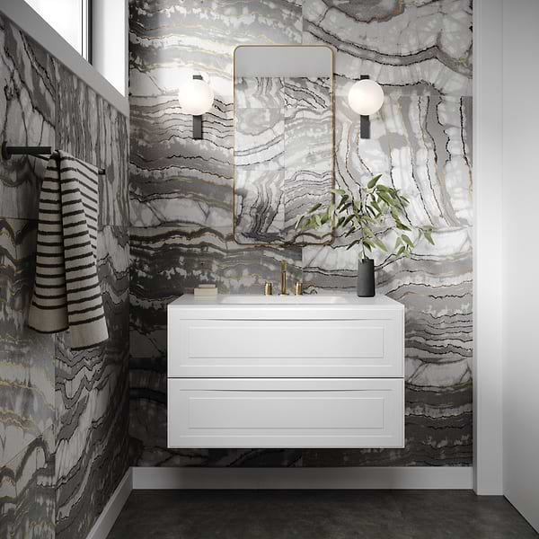 Alma White 36" Vanity with Integrated White Solid Surface Top