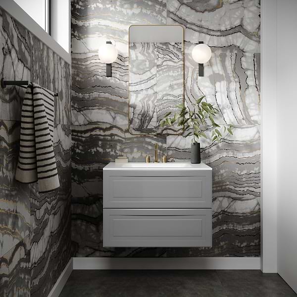 Alma Gray 30" Vanity with Integrated White Solid Surface Top