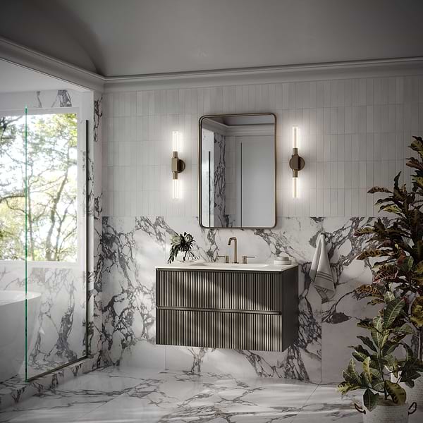 Astor Black 36" Single Vanity with Integrated White Solid SurfaceTop