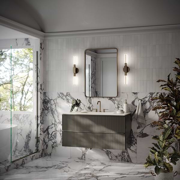 Astor Black 42" Single Vanity with Integrated White Solid SurfaceTop