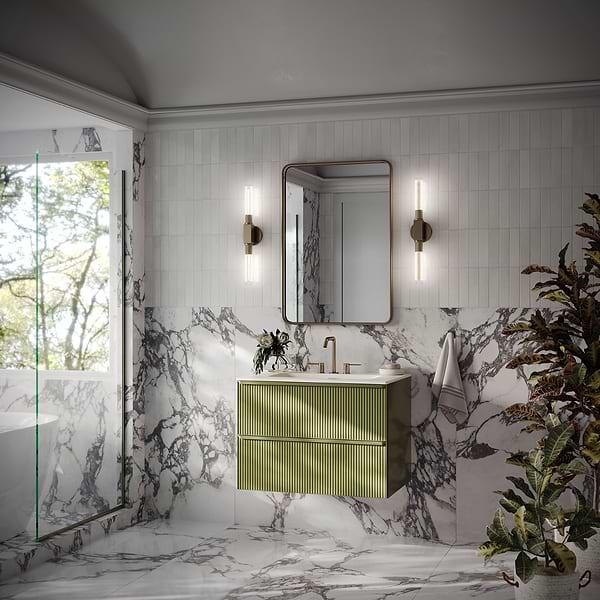 Astor Olive 30" Single Vanity with Integrated White Solid SurfaceTop