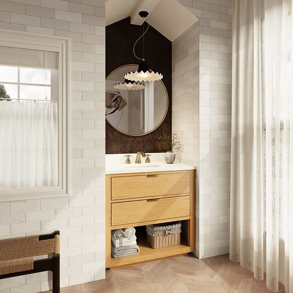 Dayton Woodgrain 36" Single Vanity with Pure White Quartz Top