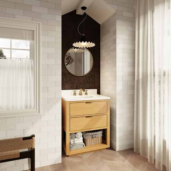 Dayton Woodgrain 30" Single Vanity without Top, View 3, open zoomed image