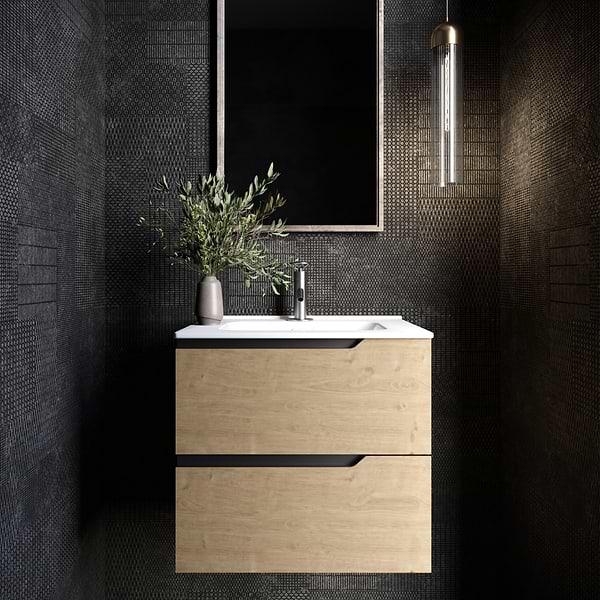 Duo Blonde Wood 24" Single Vanity with Integrated White Ceramic Top
