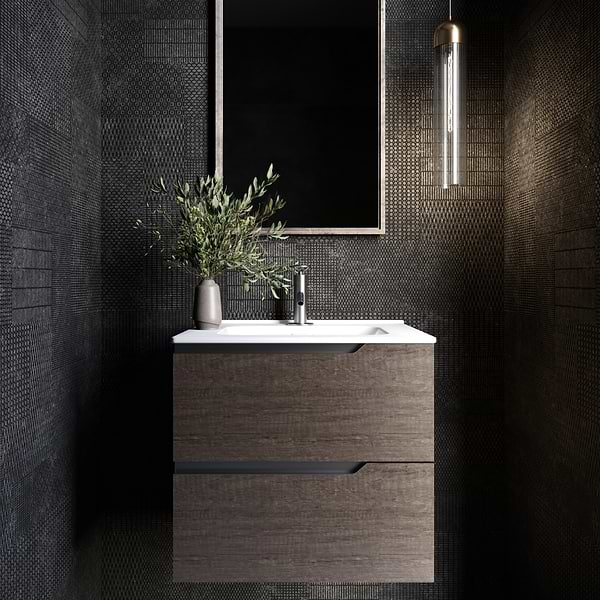 Duo Weathered Oak 24" Single Vanity with Integrated White Ceramic Top