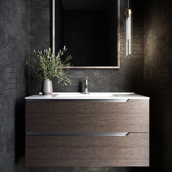 Duo Weathered Oak 40" Single Vanity with Integrated White Ceramic Top