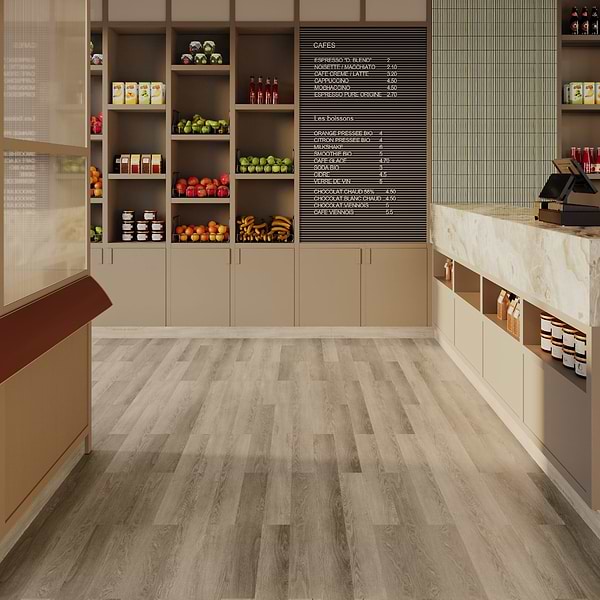 Aspen LVT Highland Oak Smoky 6x48 Luxury Vinyl Plank in Gray, View 3, open zoomed image