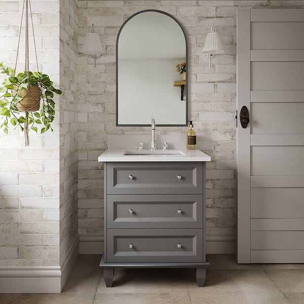Simpla Horizon Black 24x39" Arched Mirror