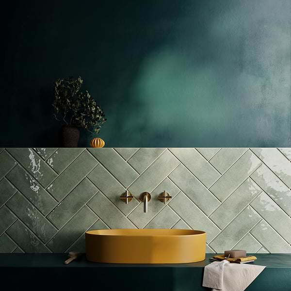 Los Lunas Green 4x12 Polished Ceramic Subway Wall Tile