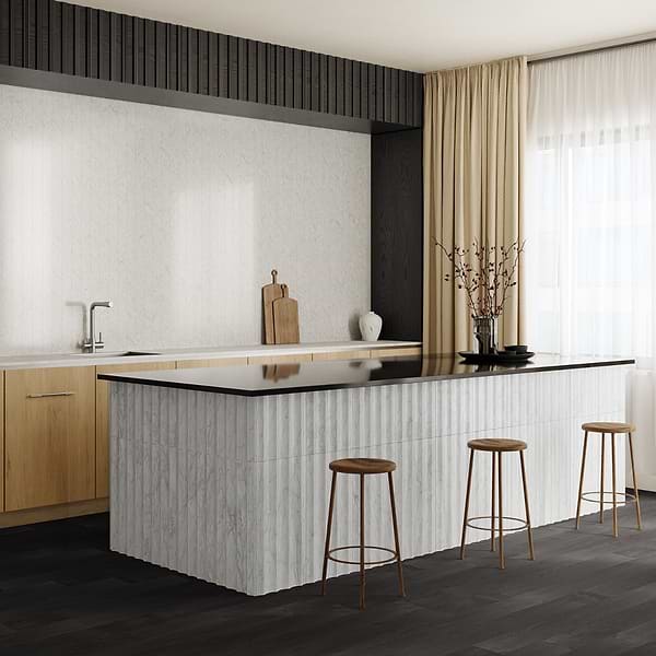 Stonework Fluted Carrara White 12x24 3D Honed Marble Tile