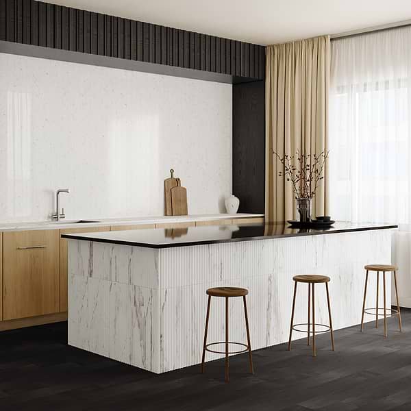 Stonework Peak Alaska White 12x24 3D Satin Marble Tile