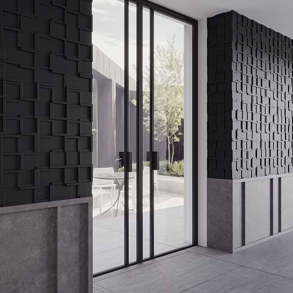 Roller Cross Black 4x4 3D Handmade Matte Ceramic Tile