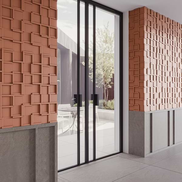 Roller Cross Terracotta 4x4 3D Handmade Matte Ceramic Tile
