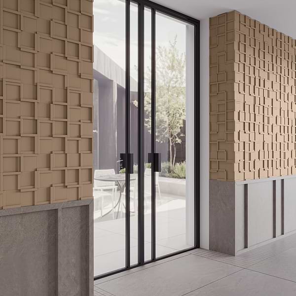 Roller Cross Taupe 4x4 3D Handmade Matte Ceramic Tile