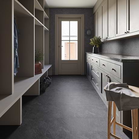Era Charcoal Black 12x24 Limestone Look Matte Porcelain Tile