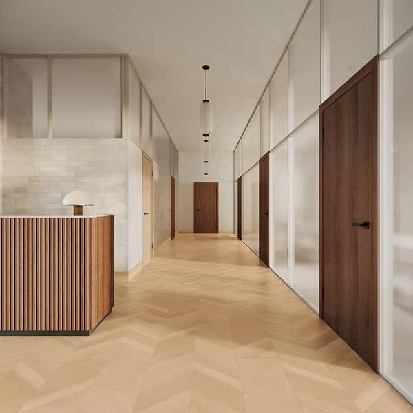 Aspen LVT Chevron Brined 12x48 Luxury Vinyl Plank in Brown, View 1