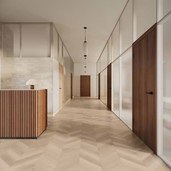 Aspen LVT Chevron Fumed 12x48 Luxury Vinyl Plank in Brown, View 1