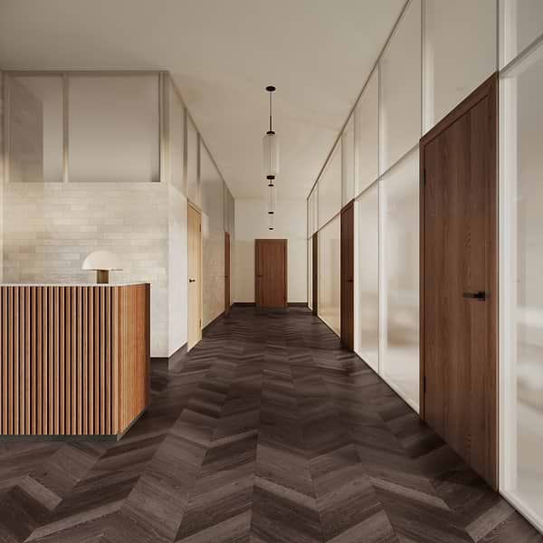 Aspen LVT Chevron Grove 12x48 Luxury Vinyl Plank in Black, View 1