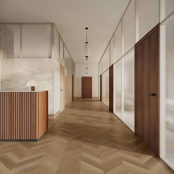 Aspen LVT Chevron Thatch 12x48 Luxury Vinyl Plank in Brown, View 1
