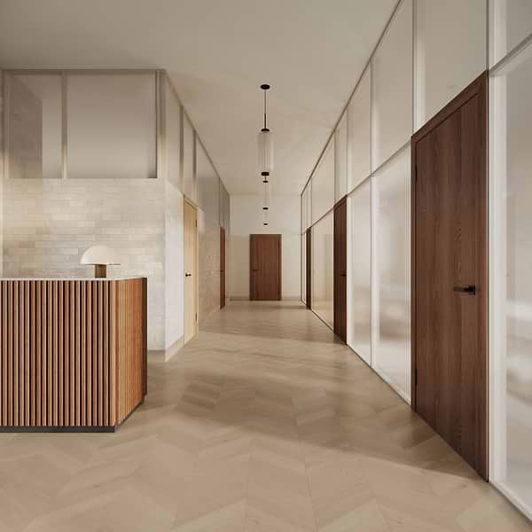Aspen LVT Chevron Whisper 12x48 Luxury Vinyl Plank in Beige & Cream, View 1