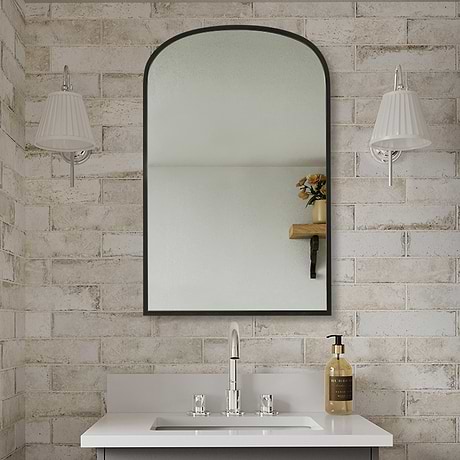 Simpla Arcadia Black 22x34" Arched Mirror