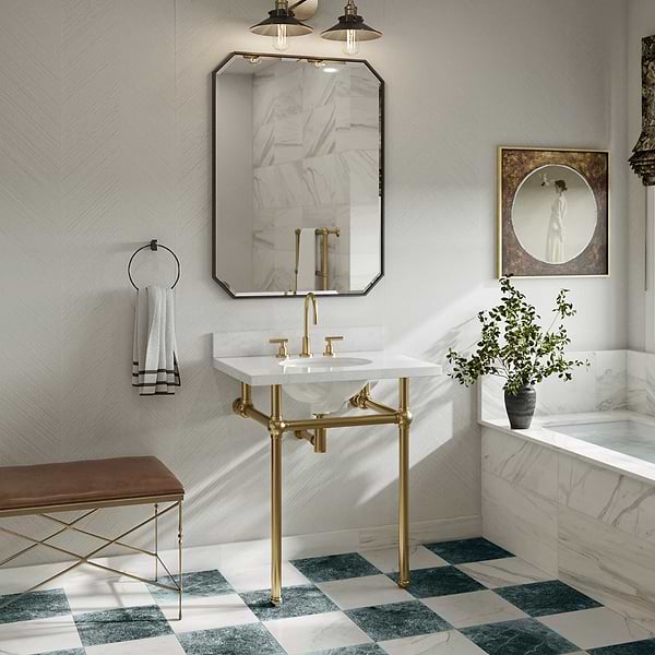 Astoria Brushed Brass 10" Widespread Bathroom Faucet With Pop Up Standard Drain