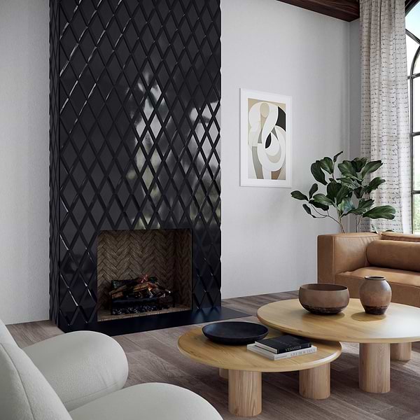 Basque Black Jade 6x12 Beveled Polished Marble Tile
