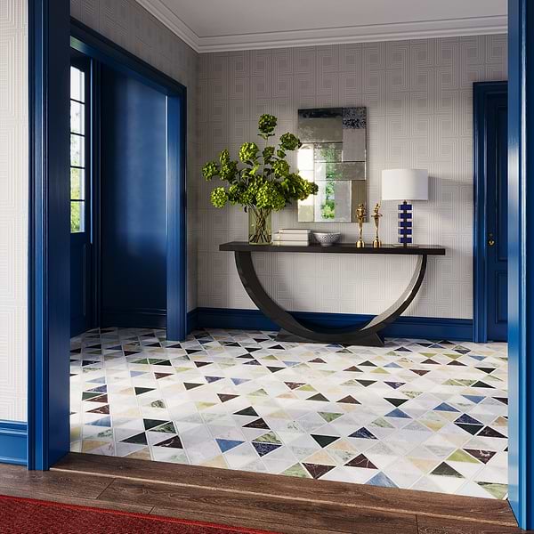 Valerie Multicolor 6" Triangle Polished Marble Mosaic Tile