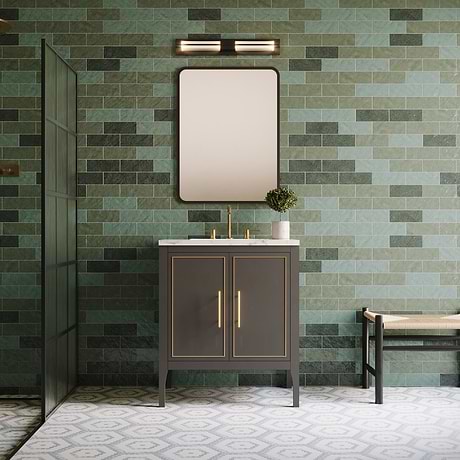 Province Charcoal and Gold 24" Single Vanity with Pure White Quartz Top