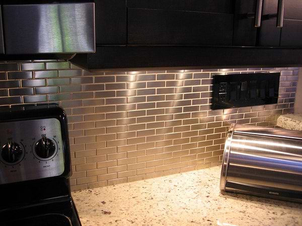 STAINLESS STEEL .75"x2.5" METAL TILE BRICK PATTERN_9