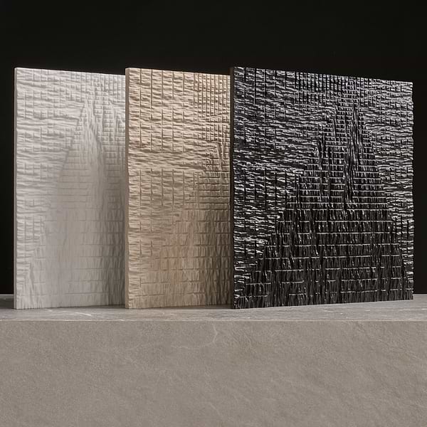Bansu Carved White Thassos 16x16 Textured Honed Marble Tile