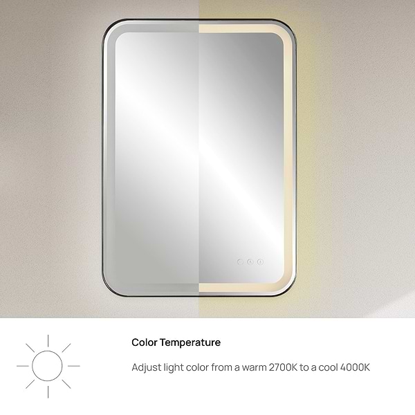 Liba Satin Black 22x32" Rectangle LED Mirror