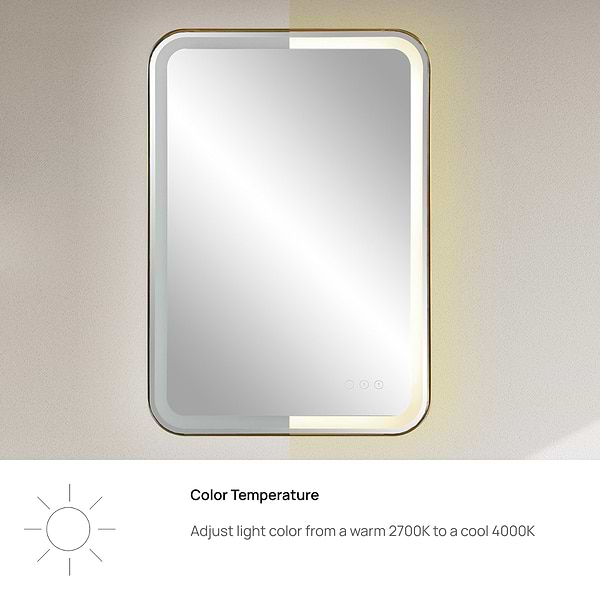 Liba Brushed Brass 22x32" Rectangle LED Mirror