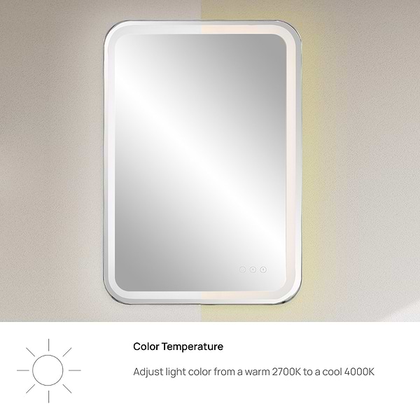 Liba Polished Nickel 22x32" Rectangle LED Mirror
