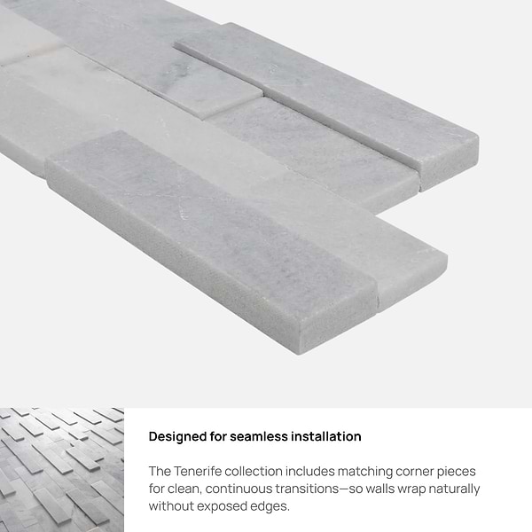 Tenerife Bianco Gris 6x24 Honed Marble Stacked Stone Tile
