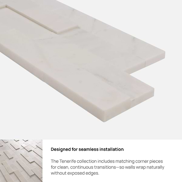 Tenerife Aspen White 6x24 Honed Marble Stacked Stone Tile