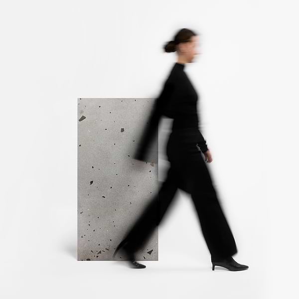 Kobe Cement Smoke Gray 24x48 Terrazzo Look Matte Porcelain Tile