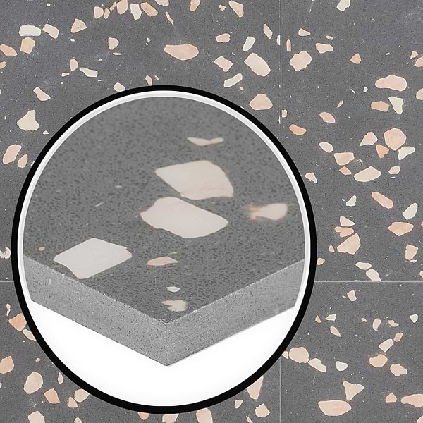 Terrazzo Italy Dolce Grande Gray 24x24 Honed Terrazzo Tile