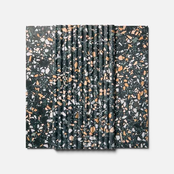 Terrazzo Italy Fluted Cava Notte Black Honed Terrazzo Tile