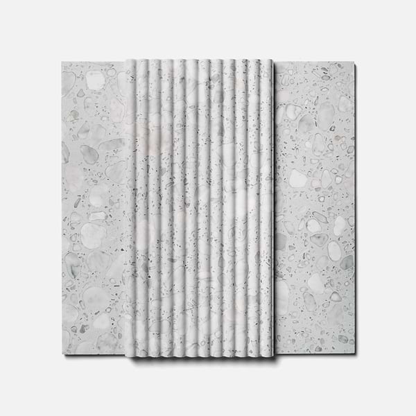 Terrazzo Italy Fluted Sacra Bianco White 12x24 Terrazzo Tile
