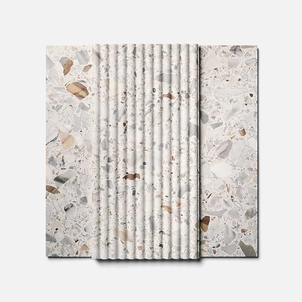 Terrazzo Italy Fluted Sacra Calacatta White 12x24 Honed Terrazzo Tile