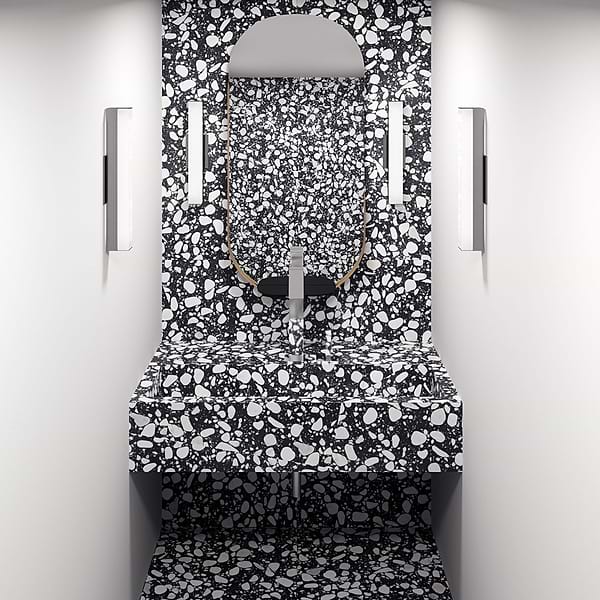Terrazzo Italy Sacra Nero Black & White 24x24 Honed Terrazzo Tile