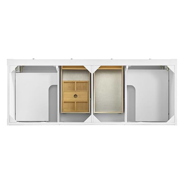 James Martin Vanities Breckenridge Bright White 60" Double Vanity with Carrara Marble Top