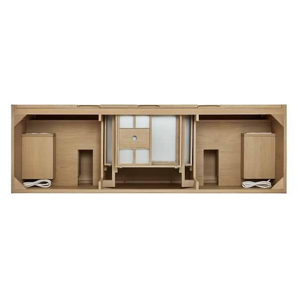 James Martin Vanities Solene Seaside Oak 72" Double Vanity with Carrara Marble Top