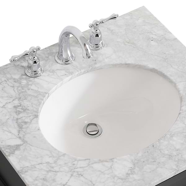 Montair Black 24" Single Vanity With Carrara White Marble Top