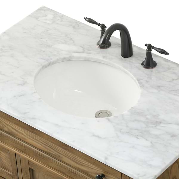 Montair Dark Brown 36" Single Vanity With Carrara White Marble Top